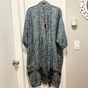 21Tara Brooklyn Boutique Recycled Sari Silk Robe Open Cardigan Kimono India